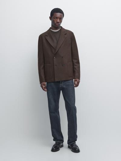 Zara Шерстяной двубортный блейзер купить с доставкой.