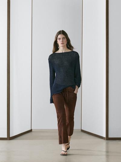 Zara Замшевые кожаные брюки с шнуровкой