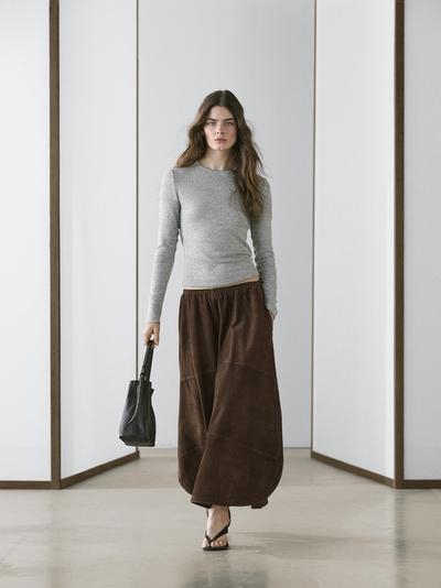 Zara Юбка миди из замши