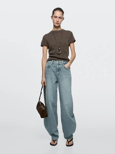 Джинсы с завышенной талией high-waist barrel fit- Заказать в России
