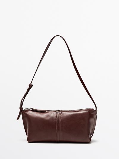 Zara Сумка через плечо из натуральной кожи нубук