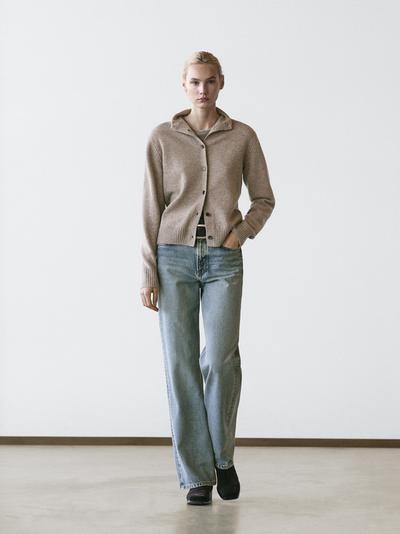 Zara Кардиган из шерсти с высоким воротом