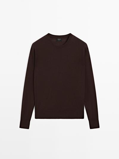 Zara Тонкий вязаный свитер с круглым вырезом, 100% шерсть купить с доставкой.