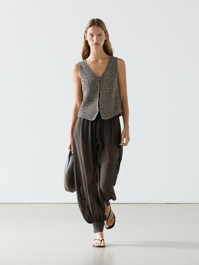Zara Жилет из хлопковой смеси с V-образным вырезом