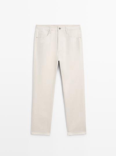 Zara Джинсы из хлопка и льна с зауженным кроем