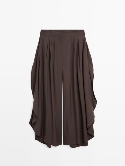 Zara Широкие брюки с разрезами и защипами