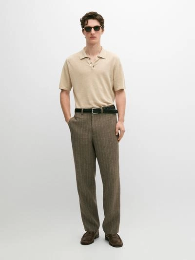 Полосатые льняные брюки massimo dutti