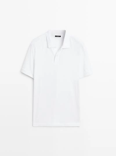 Поло из микротекстурированного хлопкового пике massimo dutti
