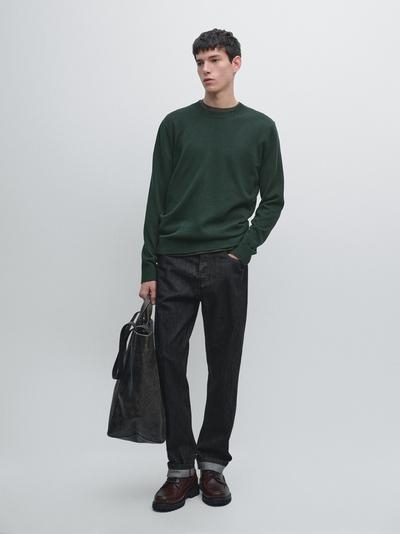 Zara Свитер из хлопка и шерсти с круглым вырезом
