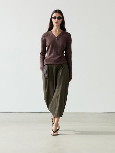 Zara Свитер из льняного трикотажа с деталями на пуговицах