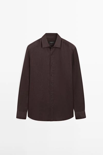 Рубашка из 100% льна в стиле slim fit