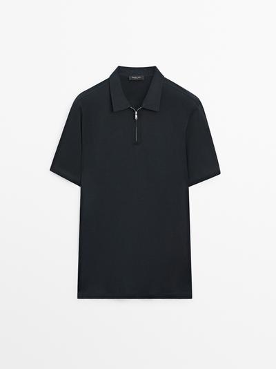 Zara Поло с коротким рукавом и деталями на молнии