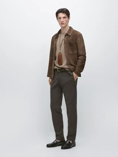 Брюки slim fit из хлопкового смесового материала- Заказать в России