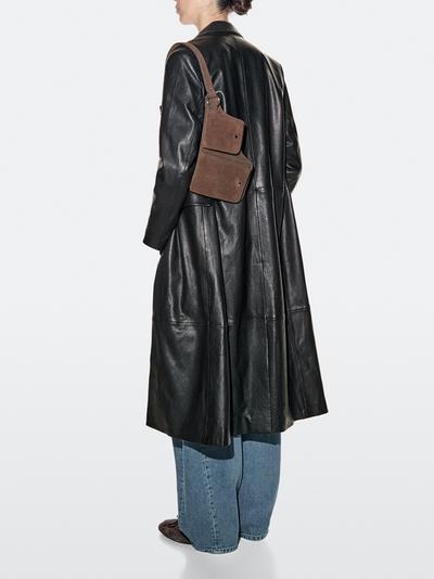Zara Поясная сумка с двумя отделениями из натуральной кожи