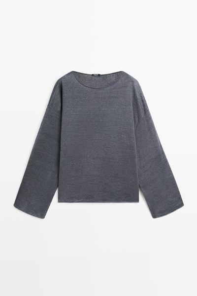 Zara Свитер из льна с лодочкой