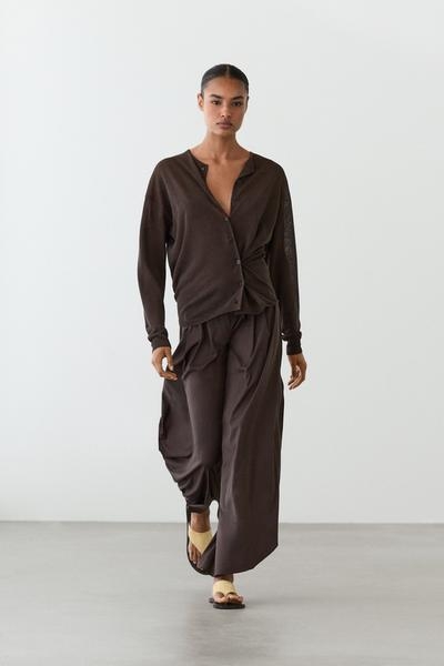 Zara Кардиган из льняной смеси с деталями на пуговицах