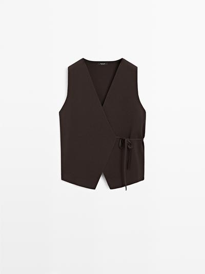 Zara Жилет вязаный с завязками