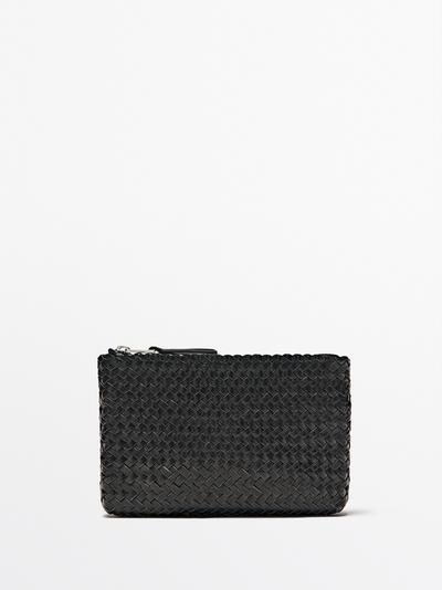 Zara Сумочка-клатч из плетеной кожи наппа