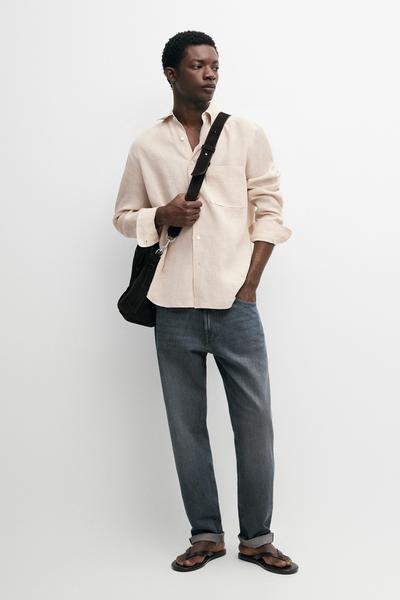 Zara Рубашка из льна 100% льна