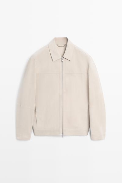 Zara Кожаная куртка из замши с воротником
