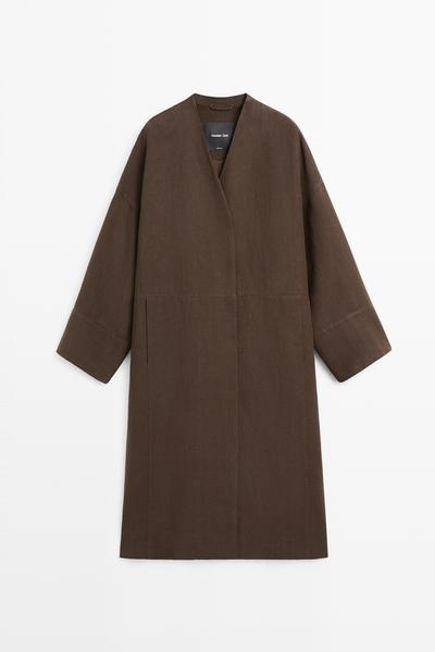 Zara Пальто тренч из 100% льна