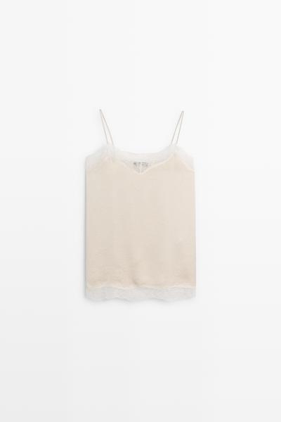 Zara Топ с кружевными деталями на бретельках