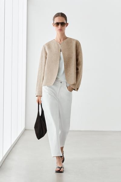 Zara Бомбер с деталями из меланжевой ткани купить с доставкой.