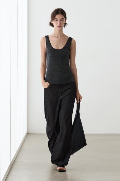 Zara Блузка с металлическим эффектом и тонкими бретелями