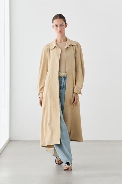 Zara Длинное пальто из замши