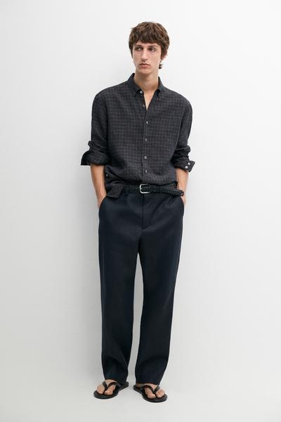 Zara Рубашка из 100% льна в клетку