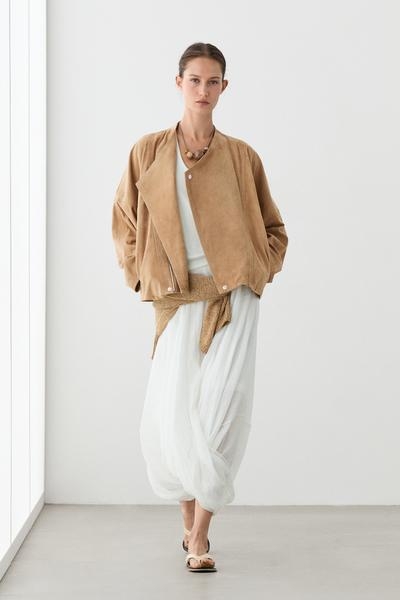 Zara Куртка из замшевой кожи с нагрудным перекрестом