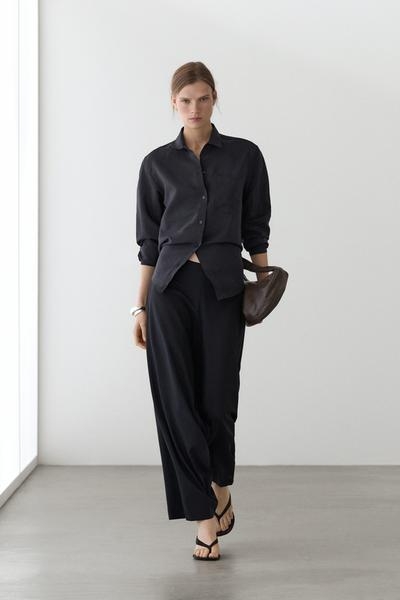 Zara Рубашка из потокового технического шелка купить с доставкой.