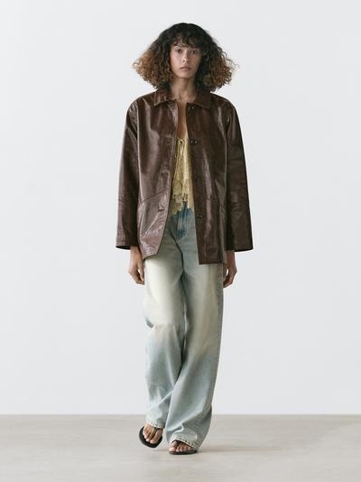 Zara Куртка из овечьей кожи с карманами