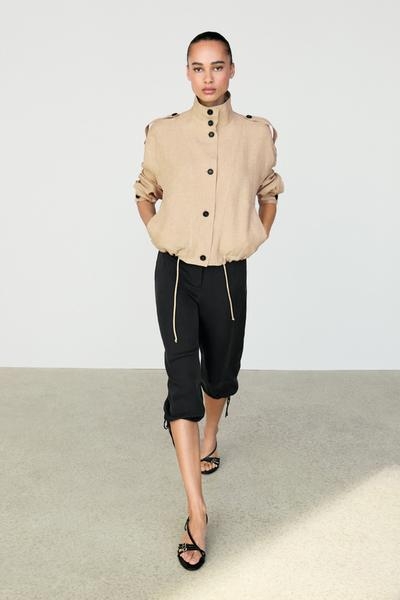 Zara Жакет-бомбер из 100% льна