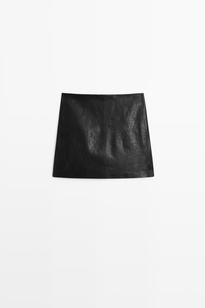 Zara Мини-юбка из кожи наппа