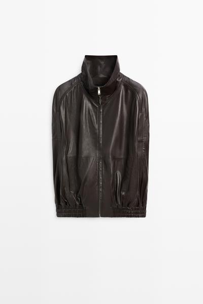 Zara Бомбер-жилет из кожи наппа
