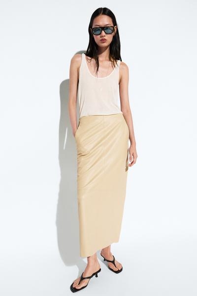 Zara Миди-юбка из мягкой кожи купить с доставкой.