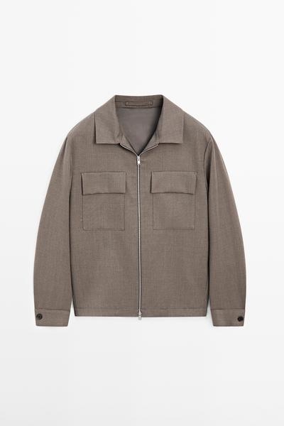 Zara Рубашка-овершейт из шерстяной смеси