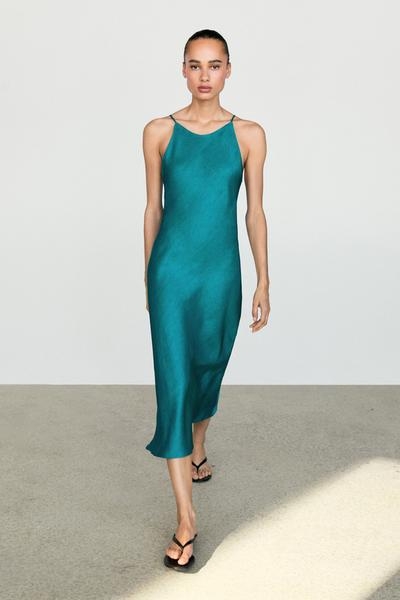Zara Платье-миди из струящегося сатина