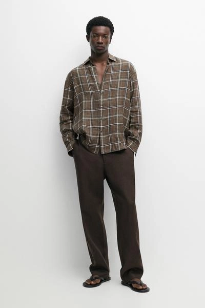 Рубашка в клетку из 100% льна regular fit