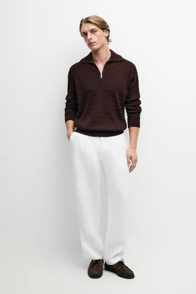 Вязаный свитер с воротником-стойкой и молнией massimo dutti- Заказать в России