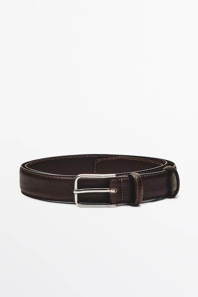 Zara Ремень из кожи наппа с двойной пряжкой