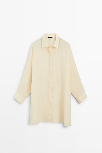 Zara Платье-рубашка с коротким рукавом из 100% льна