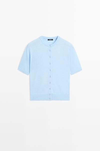Zara Кардиган с короткими рукавами из смесовой шерсти