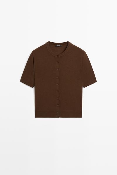 Zara Кардиган с короткими рукавами из шерстяного микса