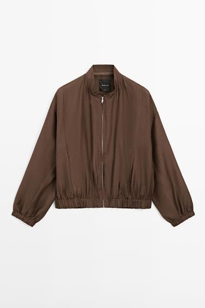 Zara Пуловер-бомбер из струящейся ткани купить с доставкой.