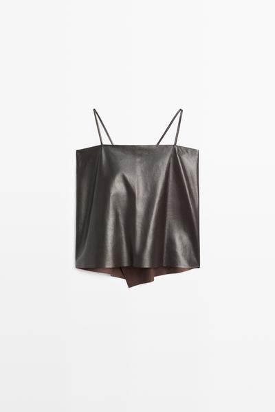 Zara Топ из кожи наппа с узкими бретелями и открытой спинкой