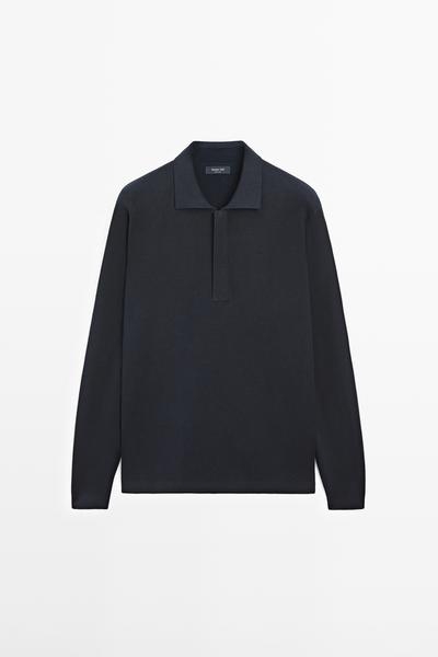Zara Вязаный поло-свитер на молнии из хлопковой смеси