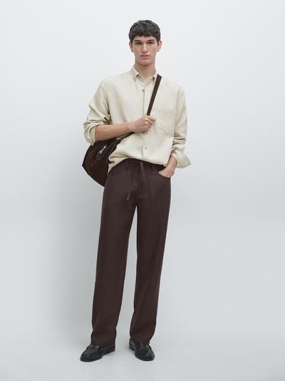 Zara Леновые брюки-джоггеры