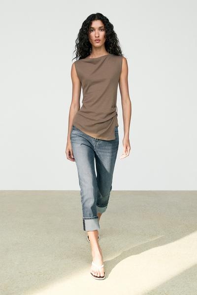 Zara Топ из вязаного 100% хлопка